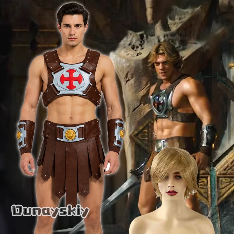 CR cos%HeeMan Cosplay Movie Cartoon Masters Halloween Men's Roman Gladiator Costume Universes Medieval Warrior Outfit Arm Guards image 3