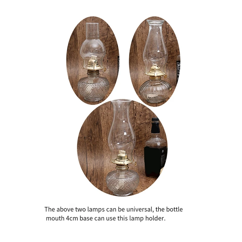 Brûleur de lampe à huile pour lampes, remplacement de lampe à huile, pièces de lampes à huile avec collier de réduction et mèche de lampe en coton, 2 pièces