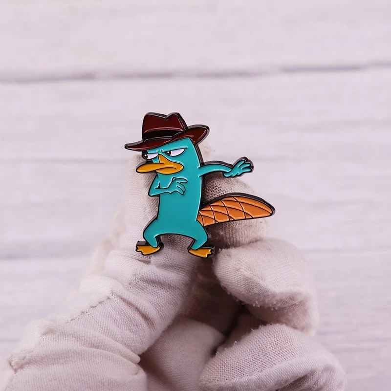 Phineass N Ferb Green Pet Perry Platypus Lapel Pins Backpack Jeans Enamel Brooch Pin Women Fashion Jewelry Gifts Cartoon Badges