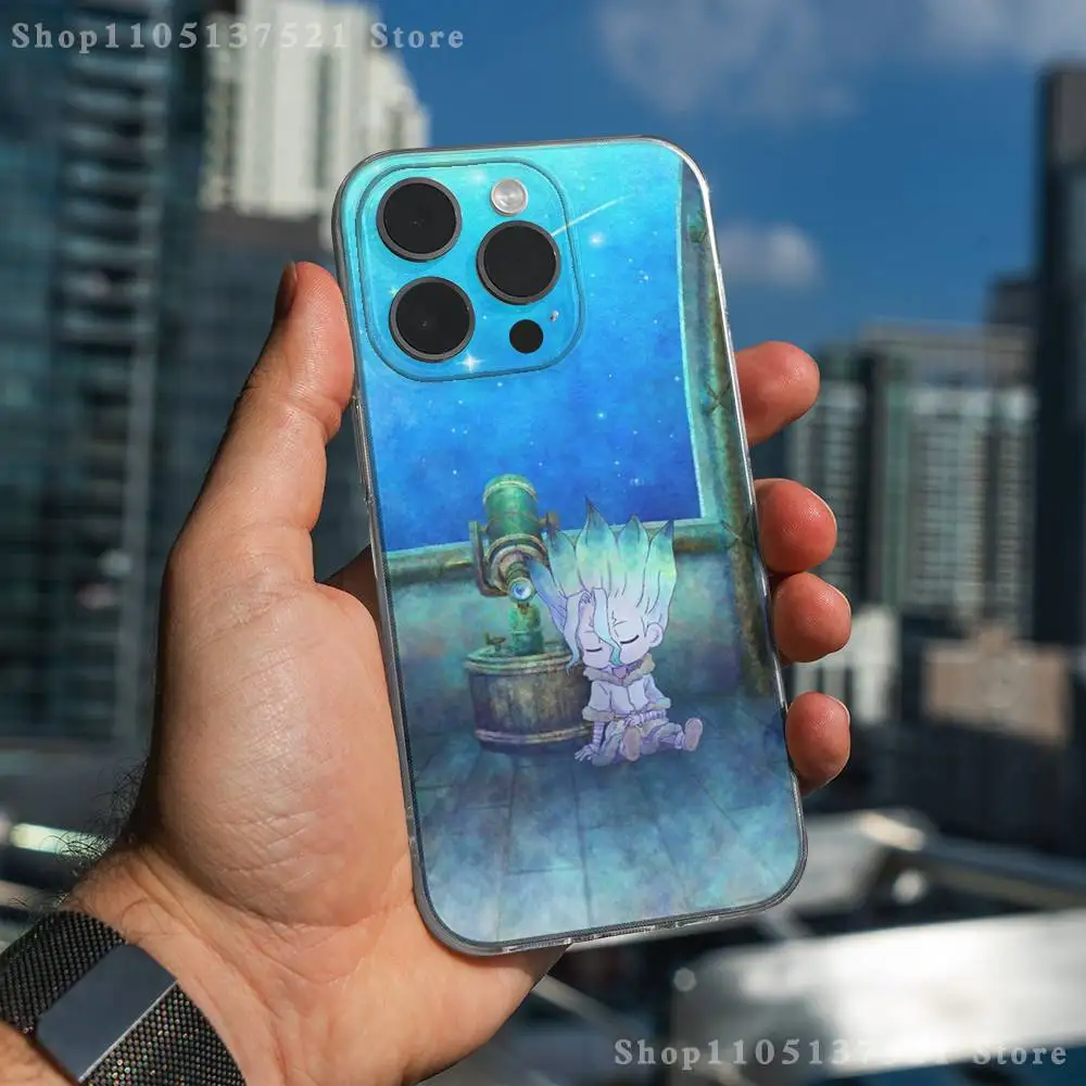 حافظة هاتف أنيمي D-Dr S-STONE لهاتف آيفون 17,16,15,14,13,12,11 Pro,Max,Plus,X,XS,XR,SE4,E غطاء ناعم شفاف صغير