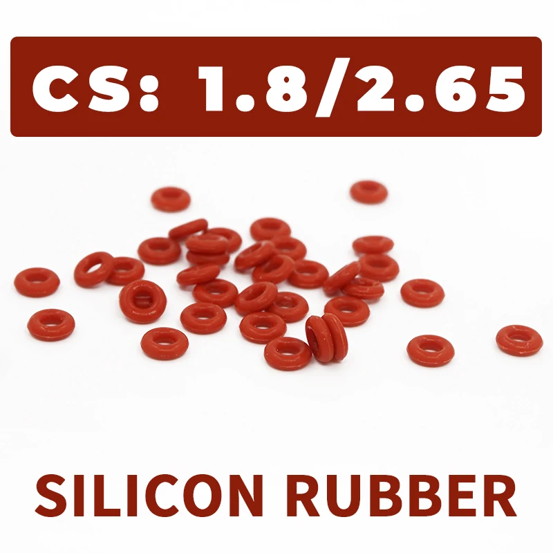 VMQ O-ring Thickness 1.8/2.65mm CS Silicone Red Sealing Temperature Resistant Gasket Rubber Ring Complete in Specifications1