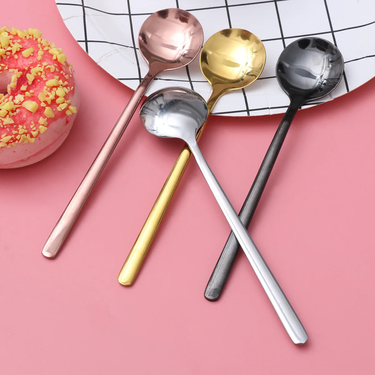 

4Pcs 304 Stainless Steel Coffee Spoon Food Grade Material Never Bend Elegant Gift Friends Families Multifunctional Spoons 13cm