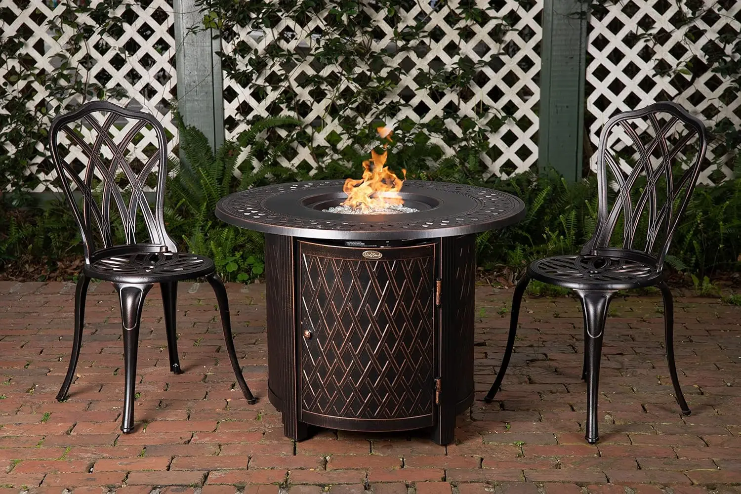 

62988 Wagner Woven Aluminum Convertible Gas Fire Pit Table 37,000 BTU Multi-Functional Outdoor with Fire Bowl Lid,