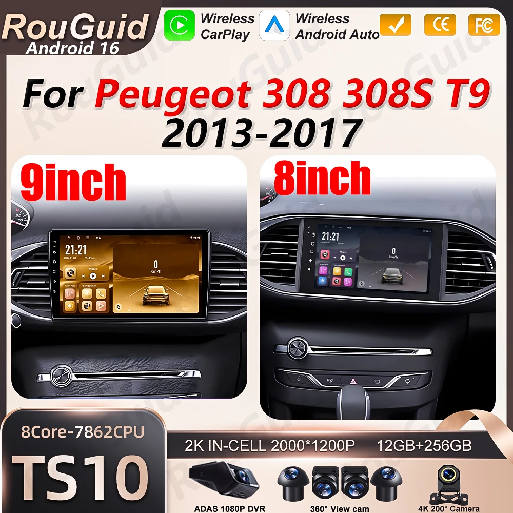 Android Car Radio For Peugeot 308 T9 308S 2013 2014 2015 2016 2017 Auto Carplay Video Multimedia Player Car Intelligent Systems