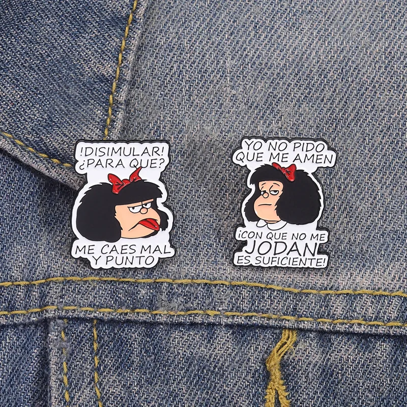 Pin Funny Girl Brooch Tongue Teasing Quotes Badge Dark Personality Trend Fashion Attitude Brooch Accessories Pins for Backpacks