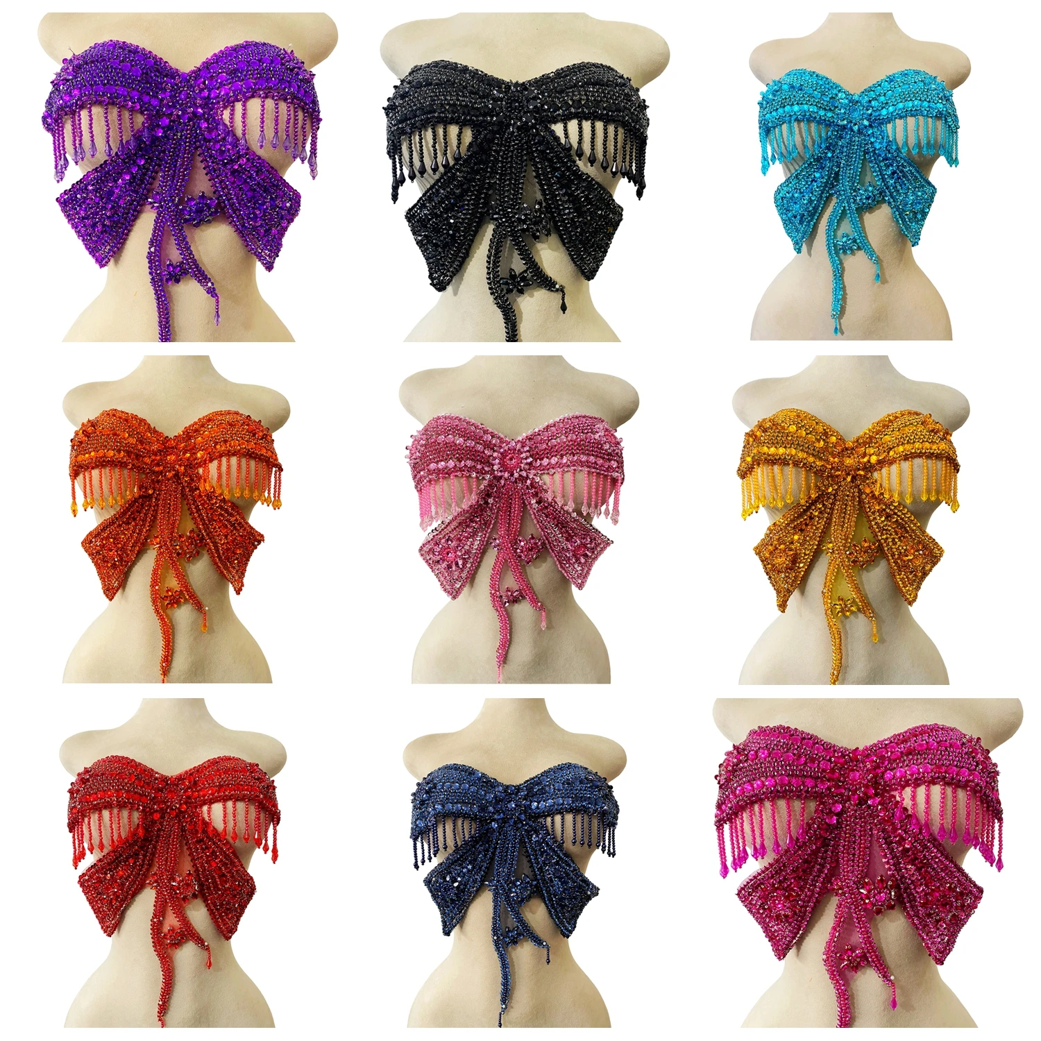 

W52#Handmade Rhinestones Bodice Applique sew on Beads sequins stones Patches Trimming Accessory for Dress Clothes