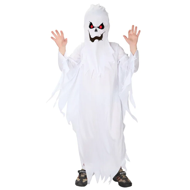 

Boys White Spooky Scary Ghost Costume Cosplay for Kids Child Robe Halloween Purim Party Mardi Gras Fancy Dress