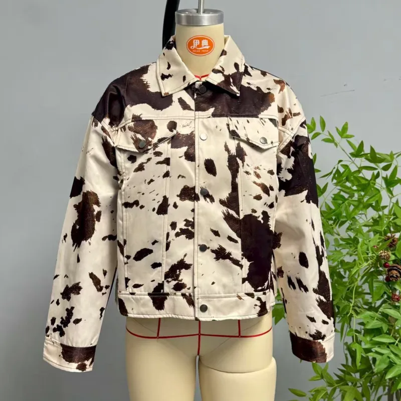 HKSH Frühling Herbst Neue frauen Kurze Jacke Gedruckt Farbe Block drehen-unten Kragen Einreiher Taschen Streetwear Mantel HK13961