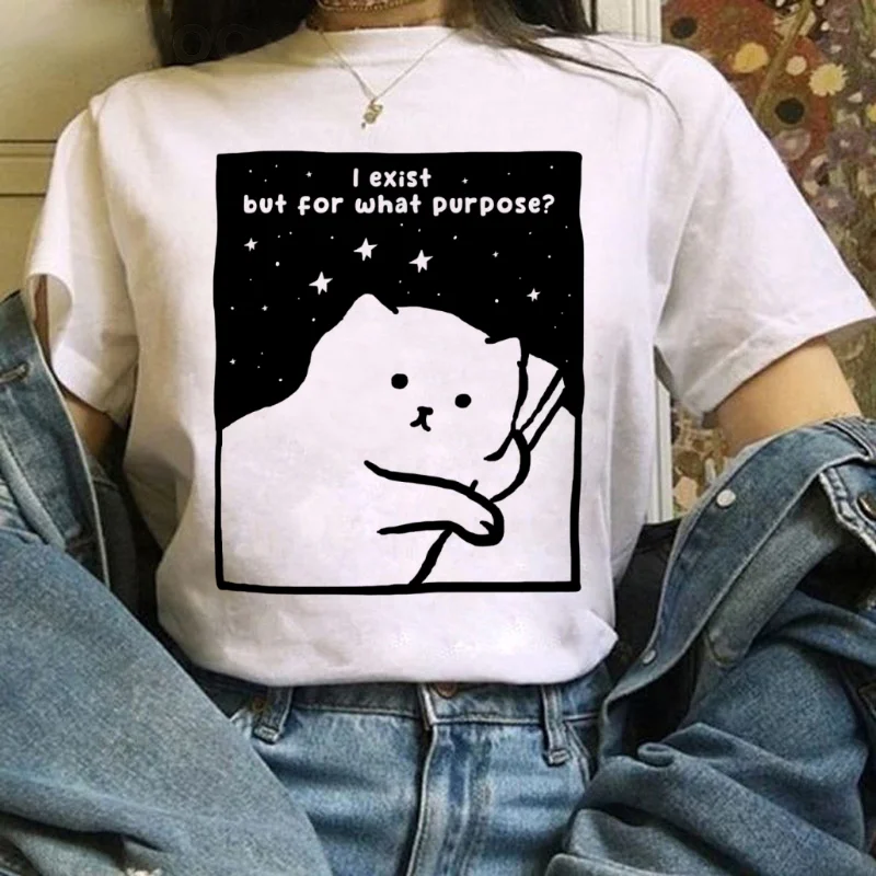 T-Shirt Print Casual Simple Women's Cartoon Cute Frog Pattern O-Neck Women's Regular Printed Top Summer Trend White T-Shirt