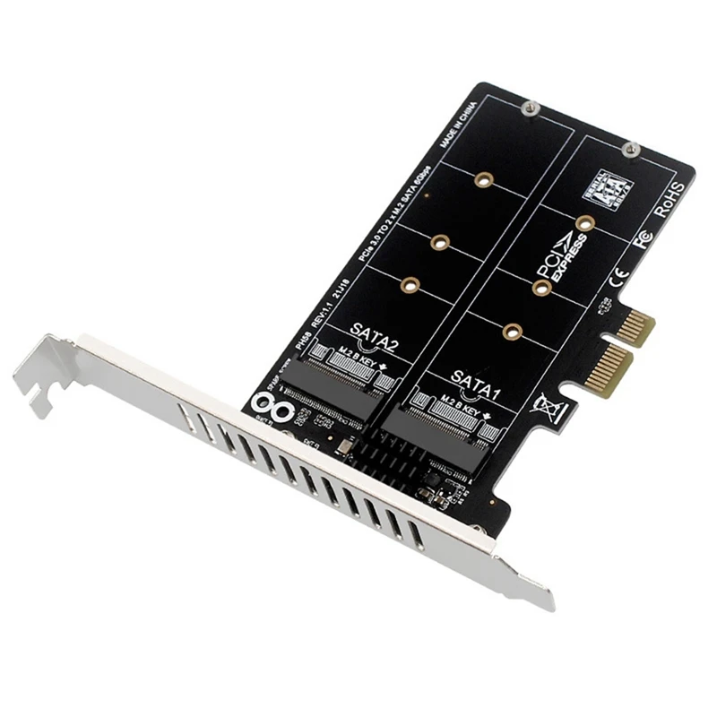 

M.2 SATA To PCIE Conversion Card Dual-Disk Array Card RAID Expansion Card JMB582 Chipset Support SSD