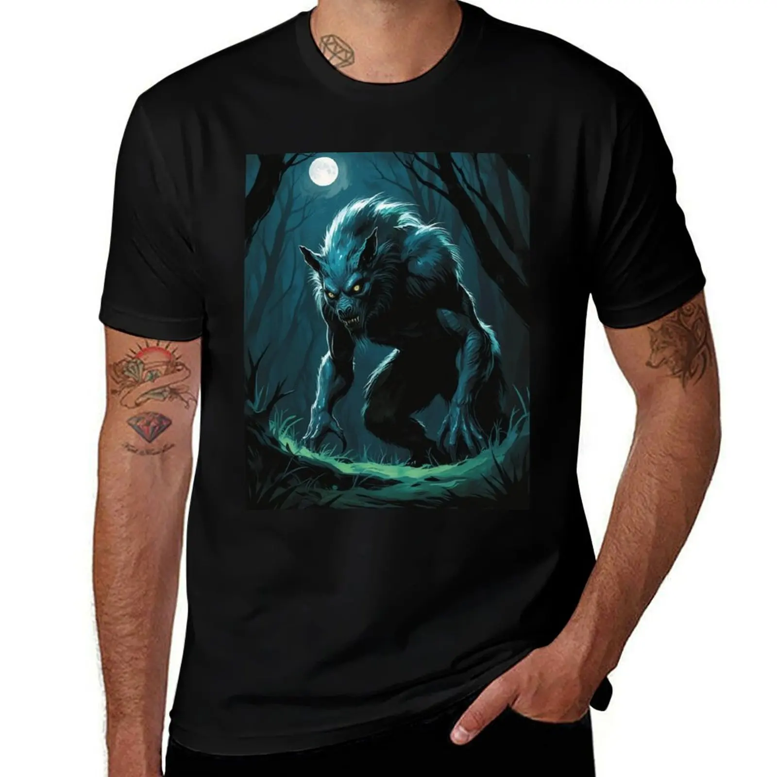 

werewolf T-Shirt gifts for boyfriend funny meme t-shirts blanks Men's t-shirt