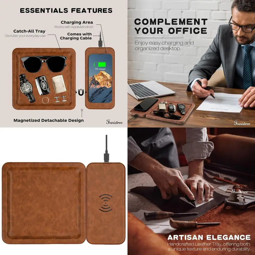 

Беспроводная зарядная станция и органайзер-поднос: Настольный органайзер для мужчин, женщин, пап, мам и детей — идеальный подарок на годовщину, день рождения.