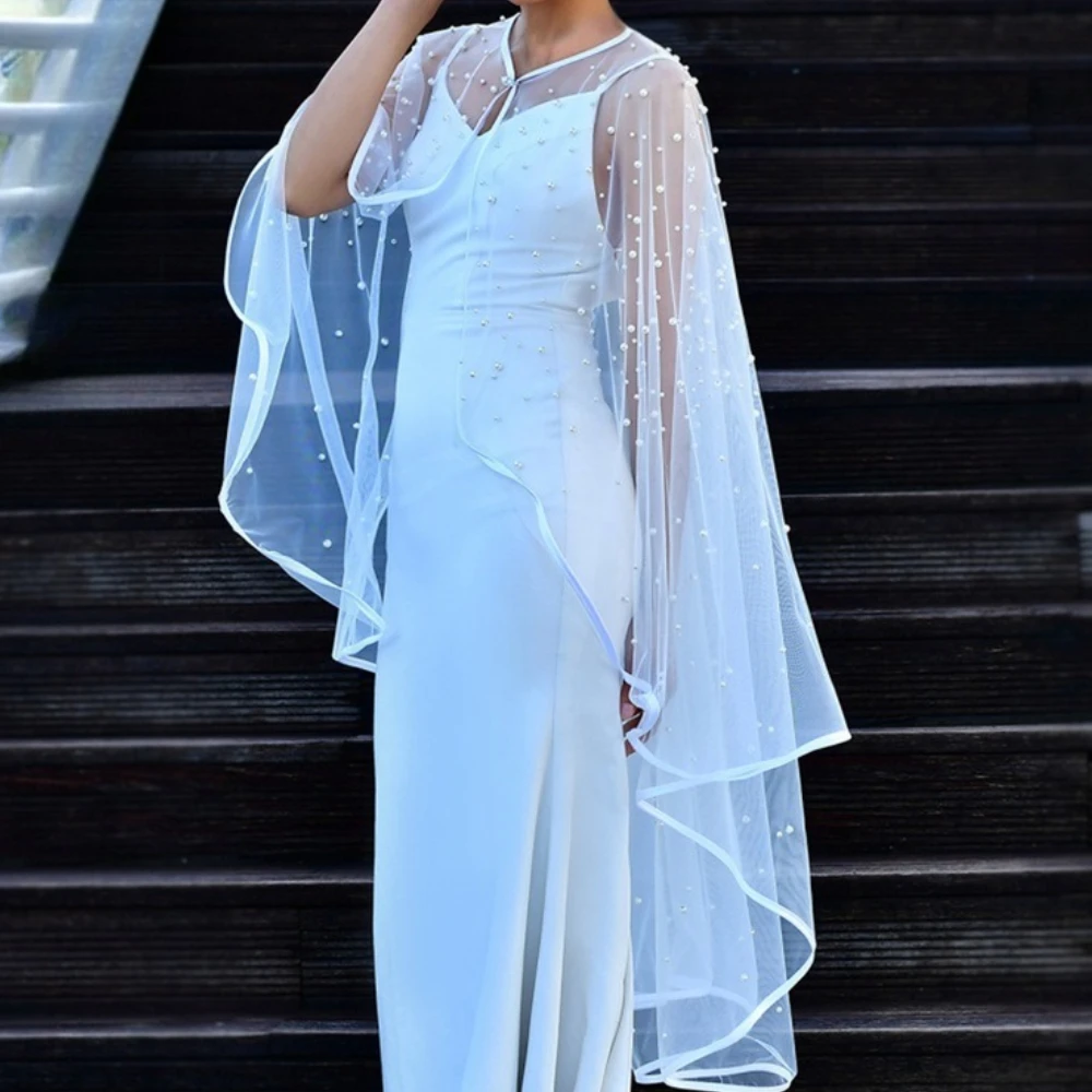 Parels kralen jas bruids capes voor bruiloft bolero bruiloft accessoires bruiloft feestkleding huwelijk wit
