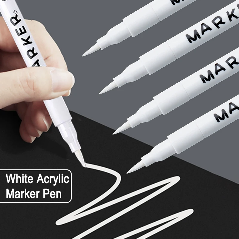 

White Paint Pen Student-Specific White Acrylic Marker For Sketching, Highlighting and Painting Quick-Drying Painting Brush