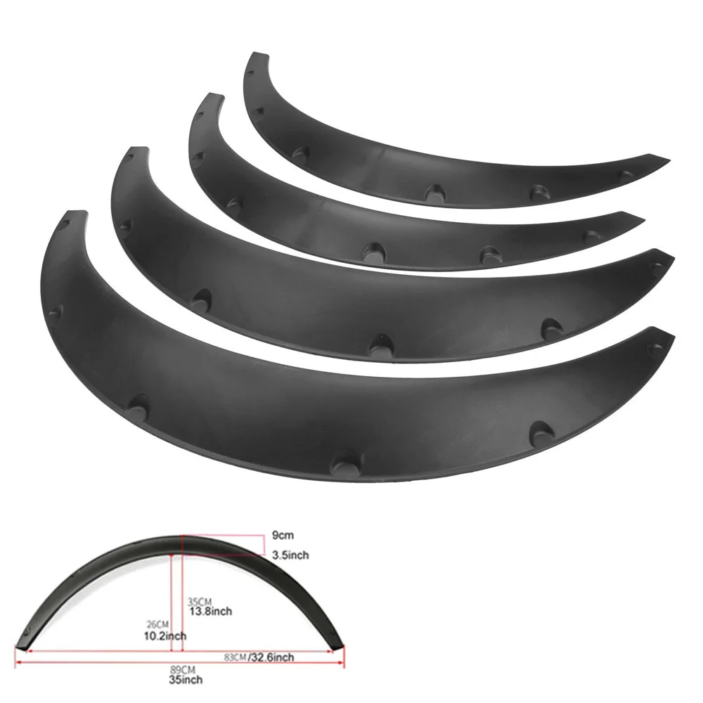 4Pcs Car Wheel Eyebrow Fender Flares ABS Fender Flexible Mudguards Wide Body Wheel Arches Universal Accessories