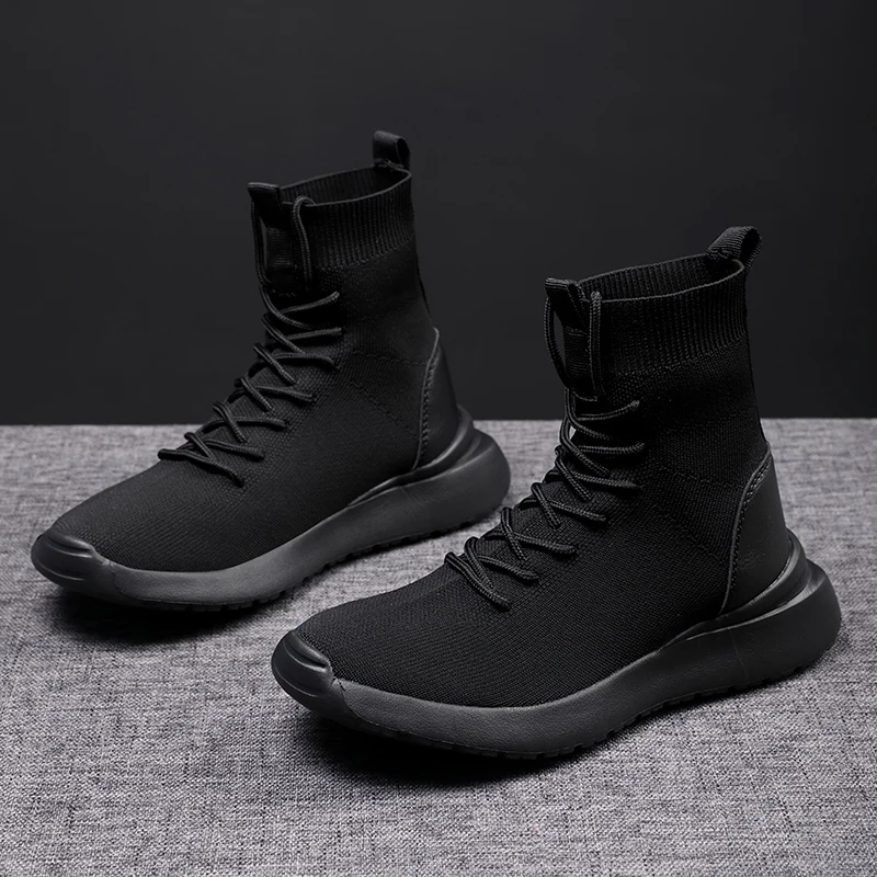 YISHEN Women\'s Boots Socks Shoes Lace Up Casual Shoes For Girl Breathable Cozy Elastic Platform Ankle Boots Winter Femmes Bottes