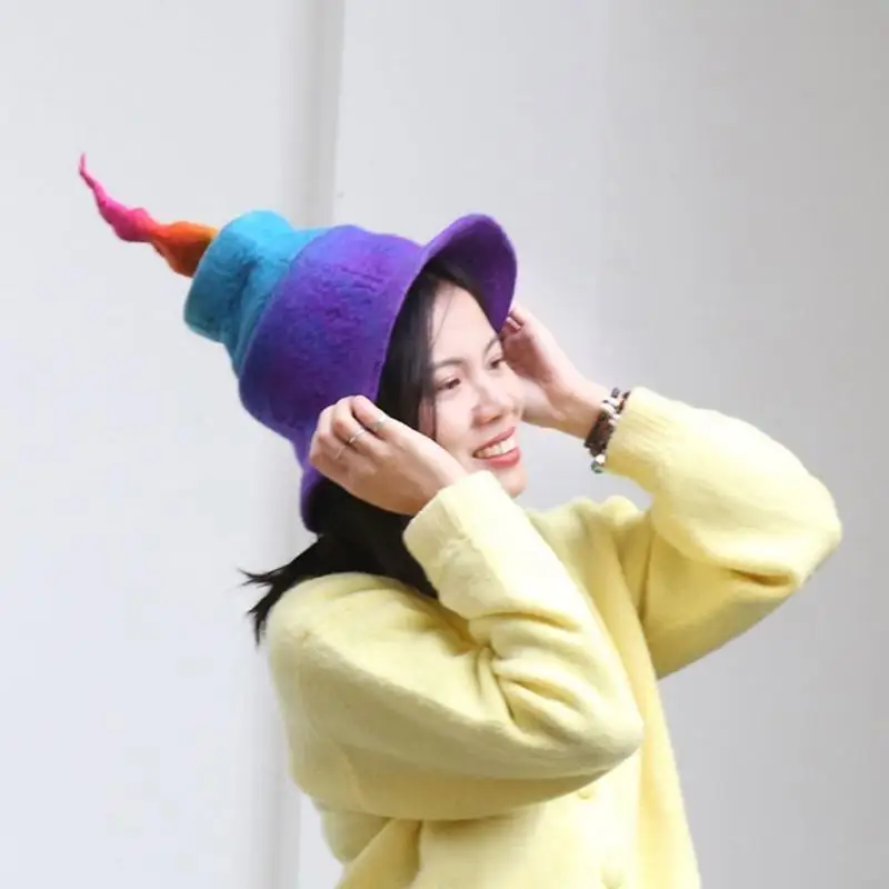 أزياء قبعة الساحرة نقطة قبعة قوس قزح معالج قبعة قبعة الساحرة هالوين لرئيس أورنا