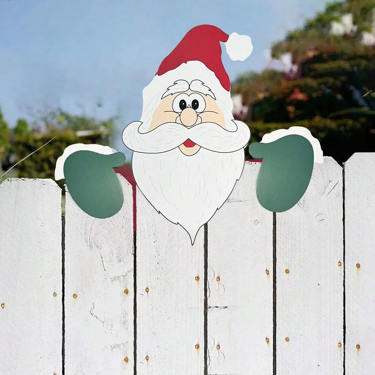 1pc-Christmas Fence Ornaments Santa Clause Peeker Yard Ornaments Indoor Outdoor Ground Placard DIY Festival Gift