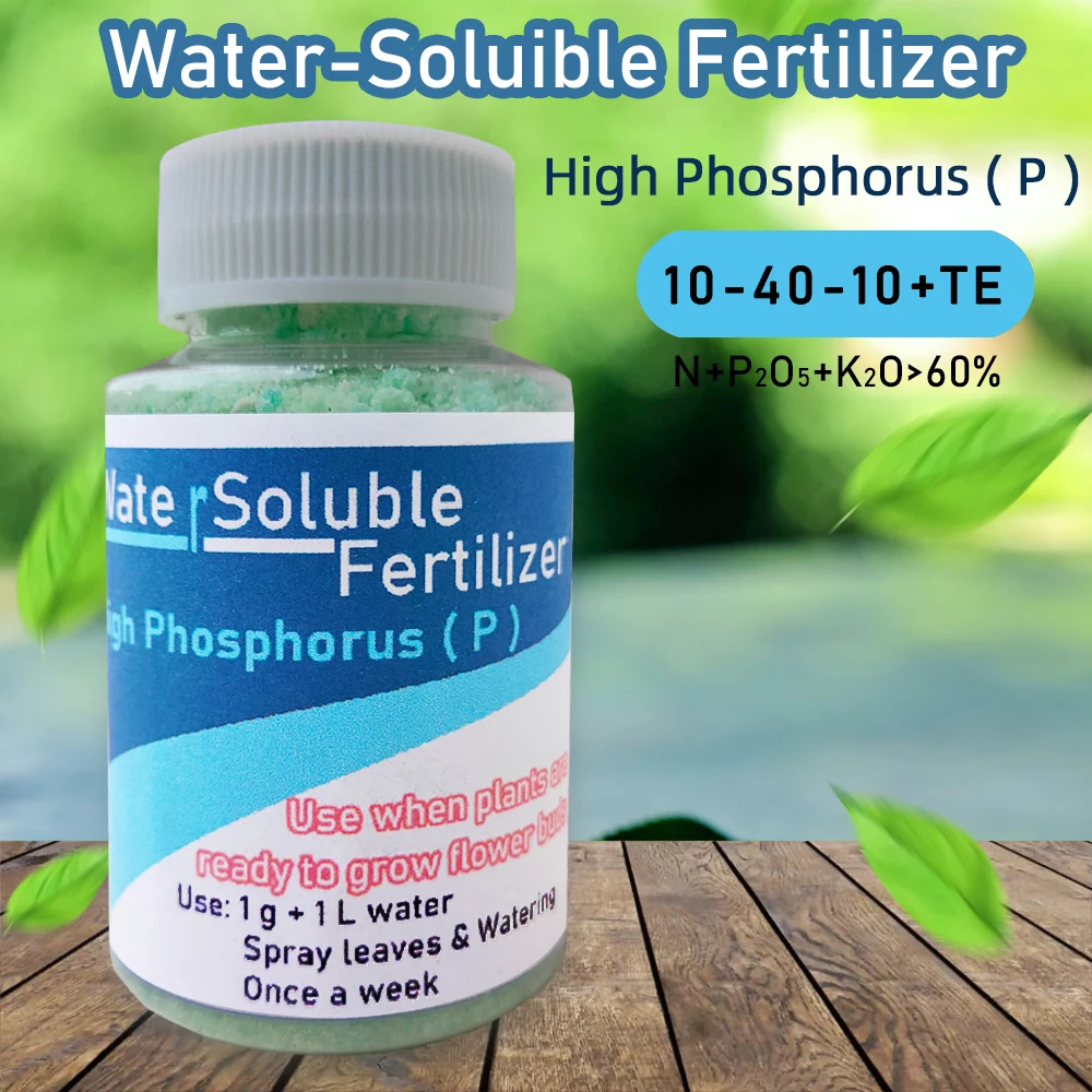 Fertilizante Soluble en agua para flores profesionales embotelladas, 100g, alto fósforo (P), alimentos para plantas, NPK para más flores y frutas