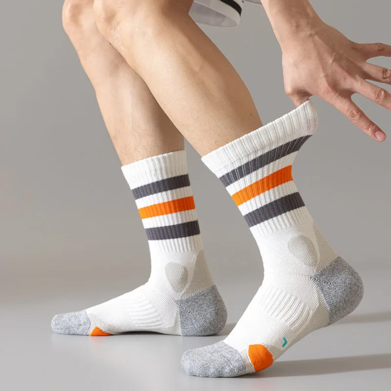 Chaussettes de basket-ball pour hommes, bas de sport à barillet moyen, bas de fitness de football, absorbant la sueur, ventiler, respectueux de la peau