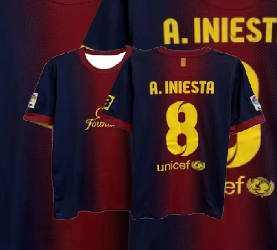 

2012-2013 Barcelona # 8 Iniesta Home Football Jacket Summer Men's T-shirt Loose Comfortable Breathable Quick Drying 90-6XL