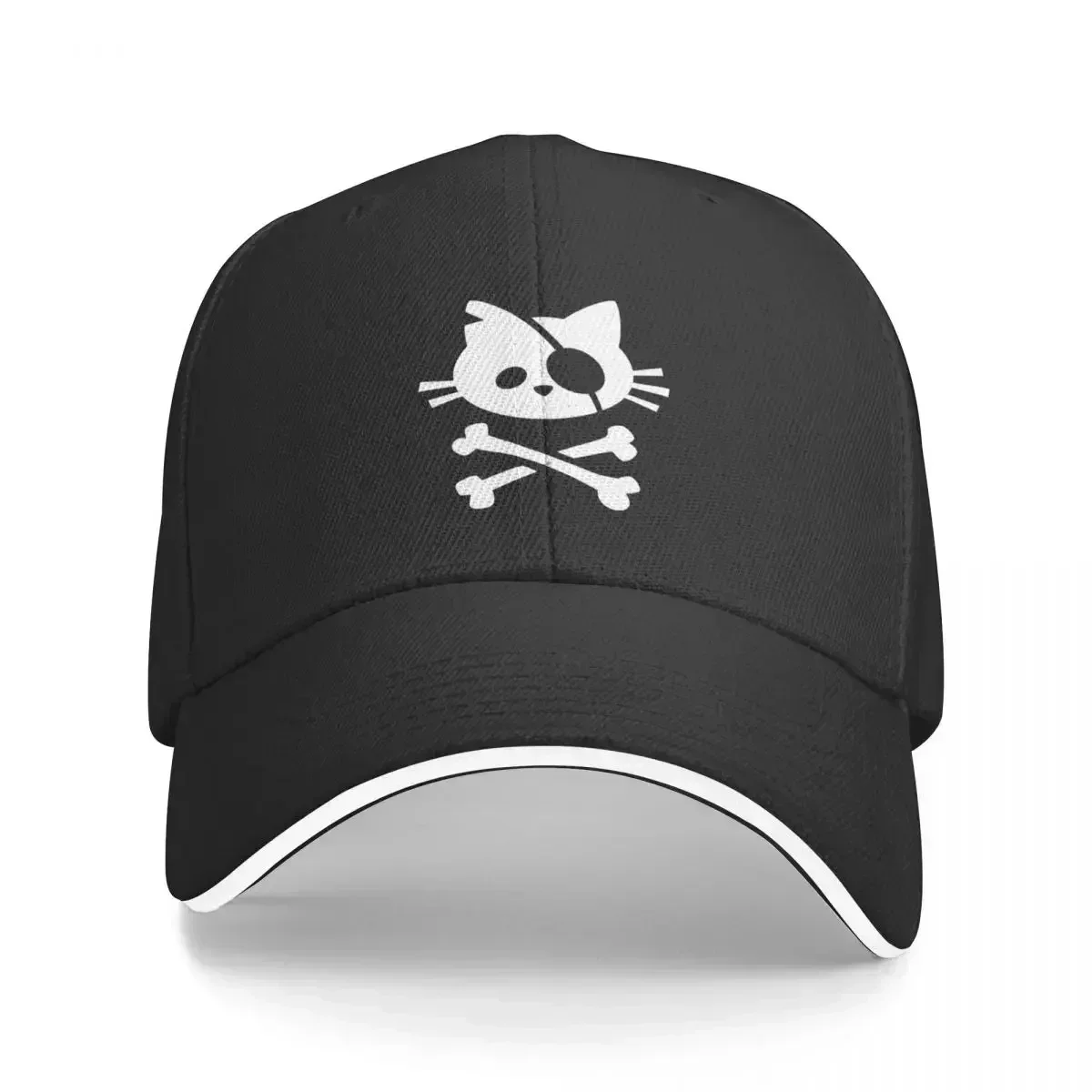Cute Cat Skull And Crossbone Baseball Cap Thermal Visor Sun Hat Custom Hat Ladies Men's，Customizable