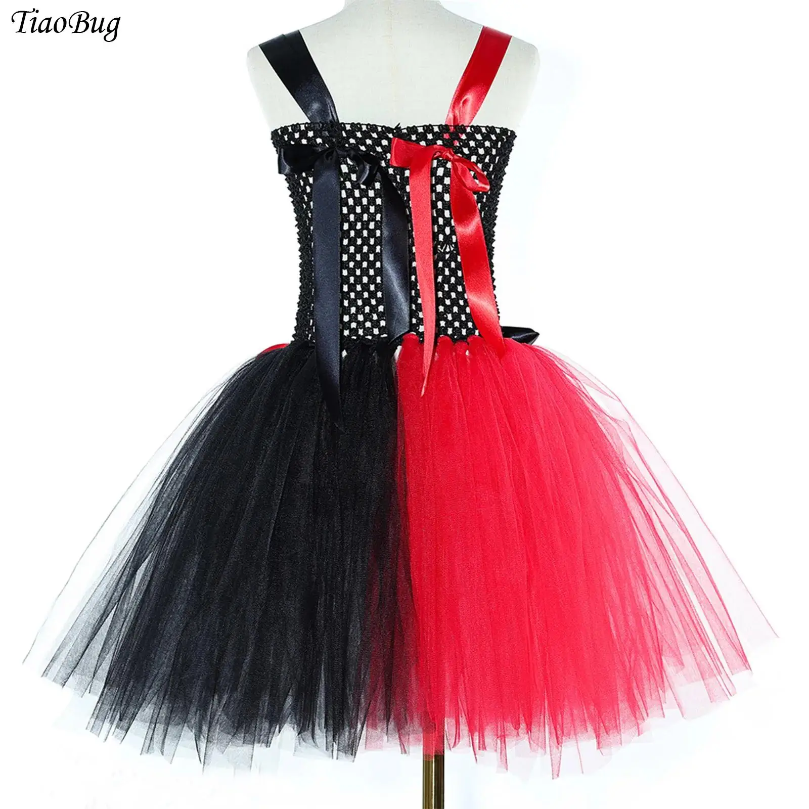 

Girls Halloween Circus Clown Cosplay Costume Hollow Out Patchwork Puffy Tutu Dress for Christmas Birthday Party Queen