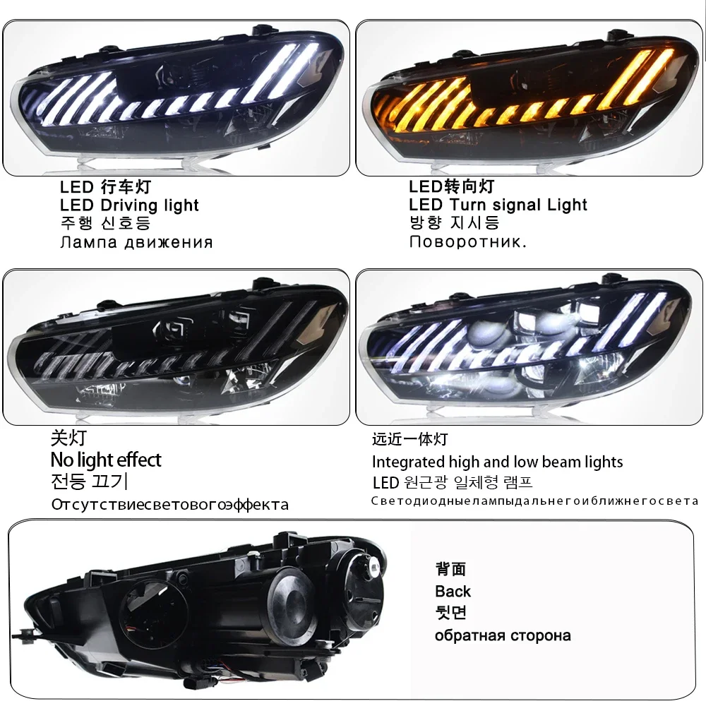 Car Head Lamp Assembly For Volkswagen Scirocco Headlights 2009-2017 Upgrade Modified to NEW Scirocco Dynamic Turn DRL headlights