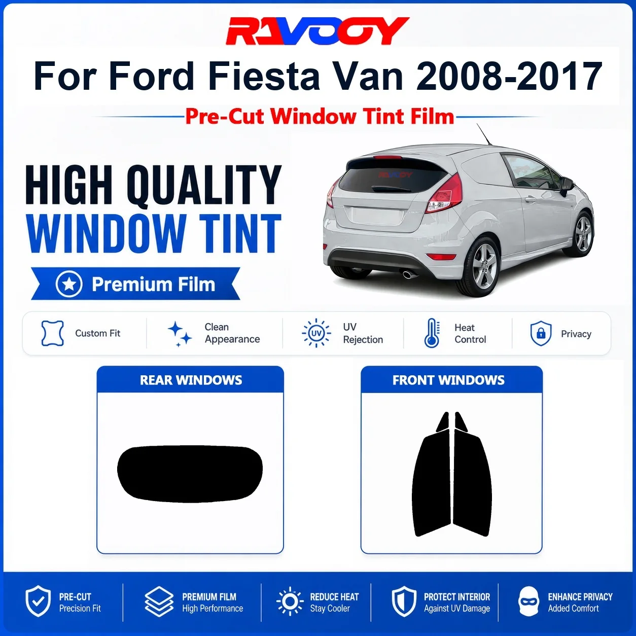 Película De Privacidad Para Ventanas Delanteras Y Traseras De Ford Fiesta Van 2008-2017, Precortada, Premium, Con Protección Uv Y Rechazo De Calor. — -50%, 26.19€ Coupon, from 26.19€ – 50% descuento – €26.19