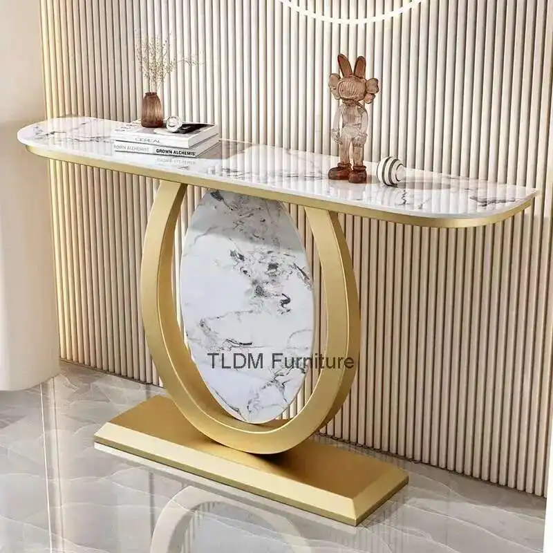 

Vintage Nordic Console Table Metal Midcentry Marble Hallway Console Table Luxury Entrance Tisch Wohnzimer Living Room Furniture