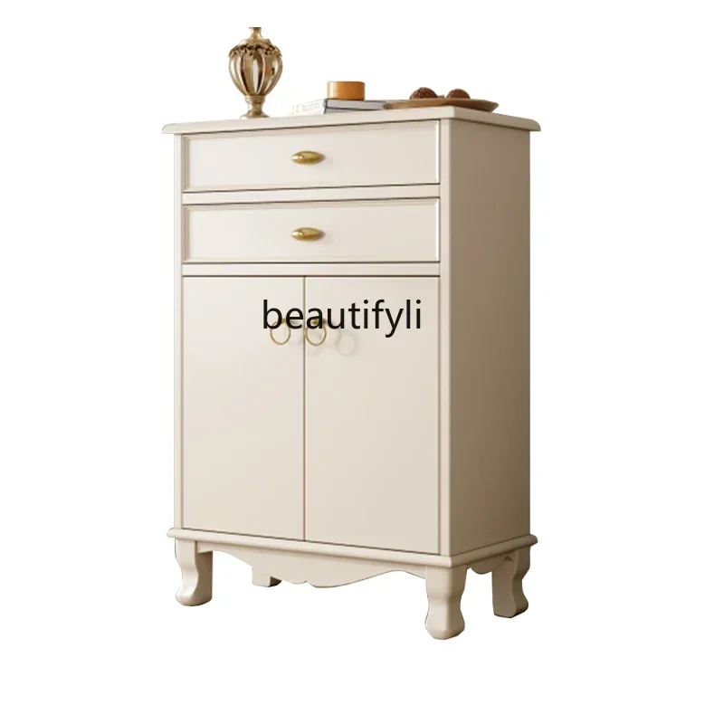 

Light luxury shoe cabinet Cream wind porch cabinet Modern living room home decoration cabinet