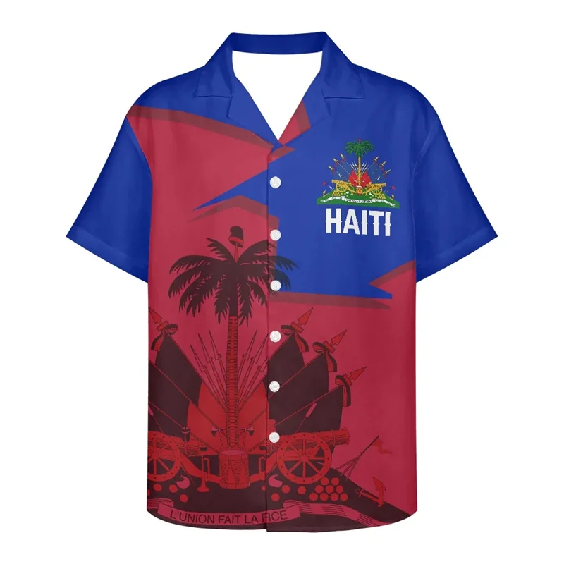 

New 3D Haiti Island Flag Emblem Printing Shirts Children Fashion Streetwear Short Shirts Men Summer Hawaiian Vintage Clothes Top