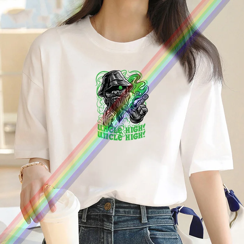 Camiseta de dibujos animados 100% algodón para mujer, top informal de manga corta, Camiseta de cuello redondo de gran tamaño, ropa de calle