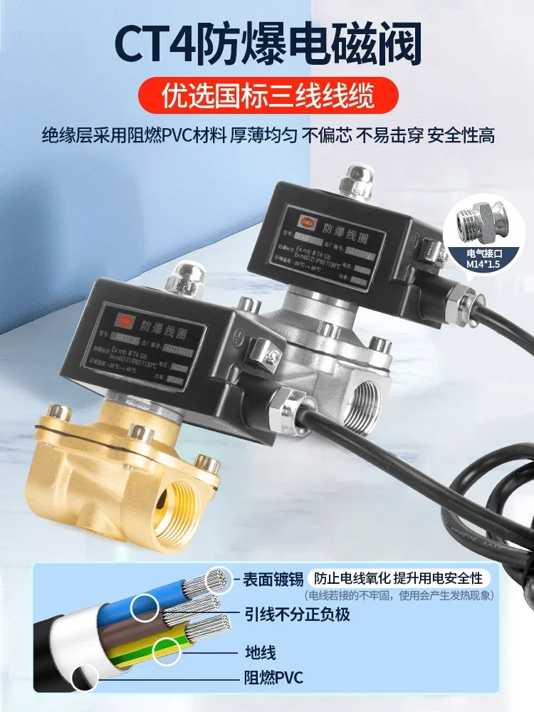 Working in Normally closed explosion-proof solenoid mine water air valve pipeline control switch valve dn15 50127v220v24v