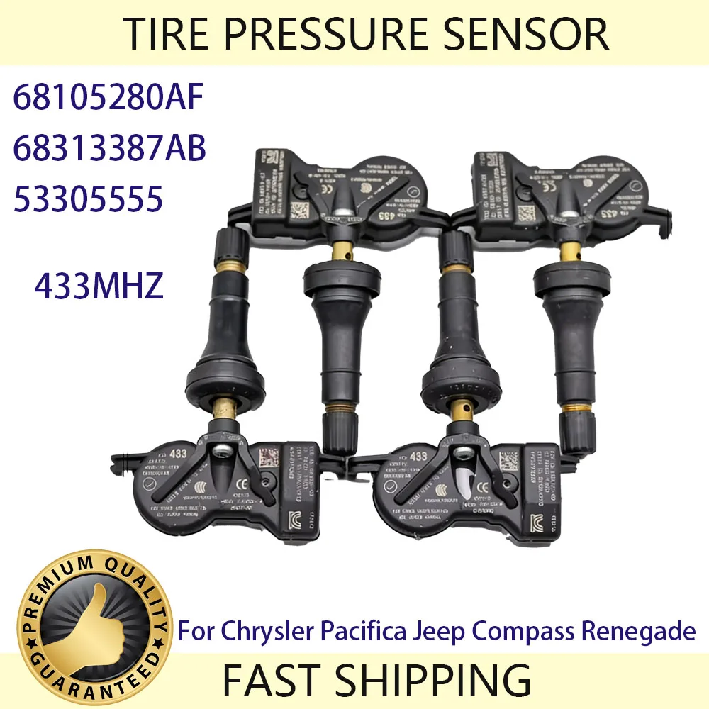 

TPMS Sensor Tire Pressure Monitoring System 433MHz For Chrysler Pacifica Jeep Compass Renegade 68313387AB 53305555 68252493AA