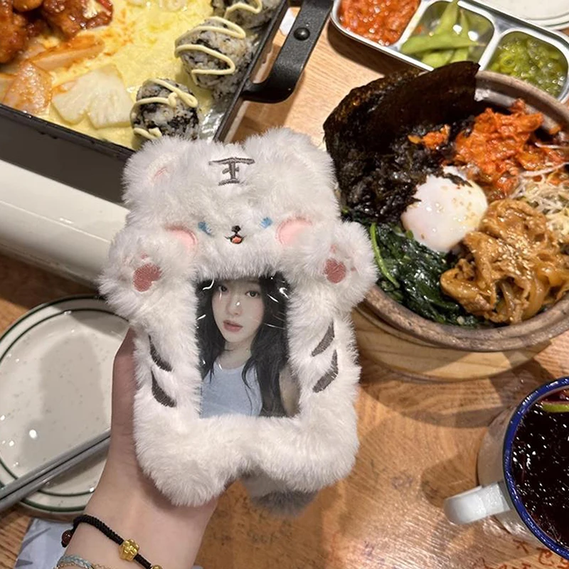 Cute Little Tiger Plush Card Holder 3 Inches Idol Photocard Holder Photo Storage Protective Case Bag Hanging Pendant Girly Gifts