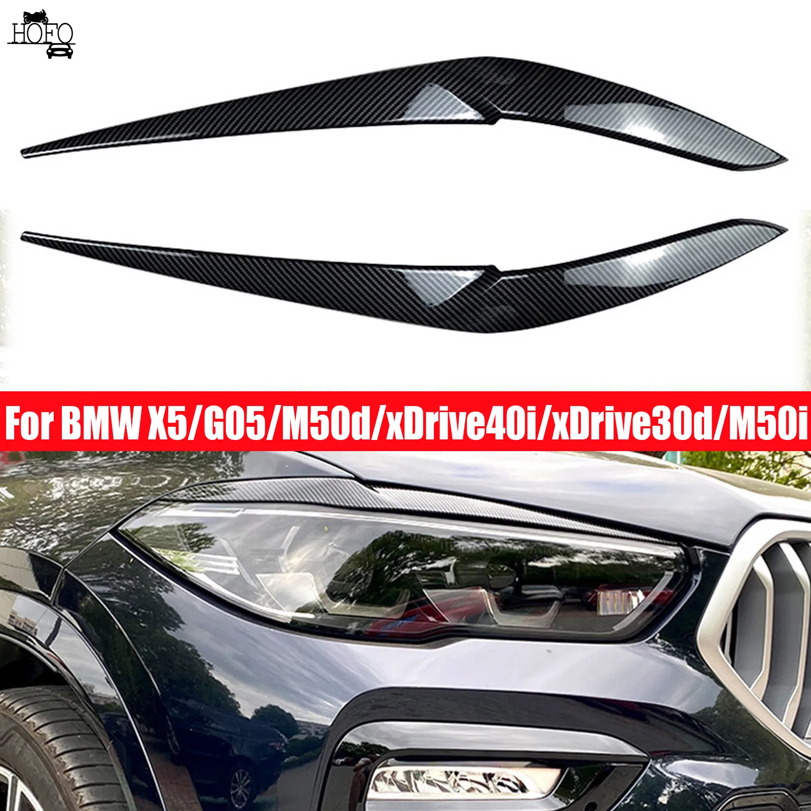 

Car Front Headlight Eyebrow Eyelid Cover Trim For BMW X5 X6/G05/M50d/xDrive40i/xDrive30d/M50i xDrive45e