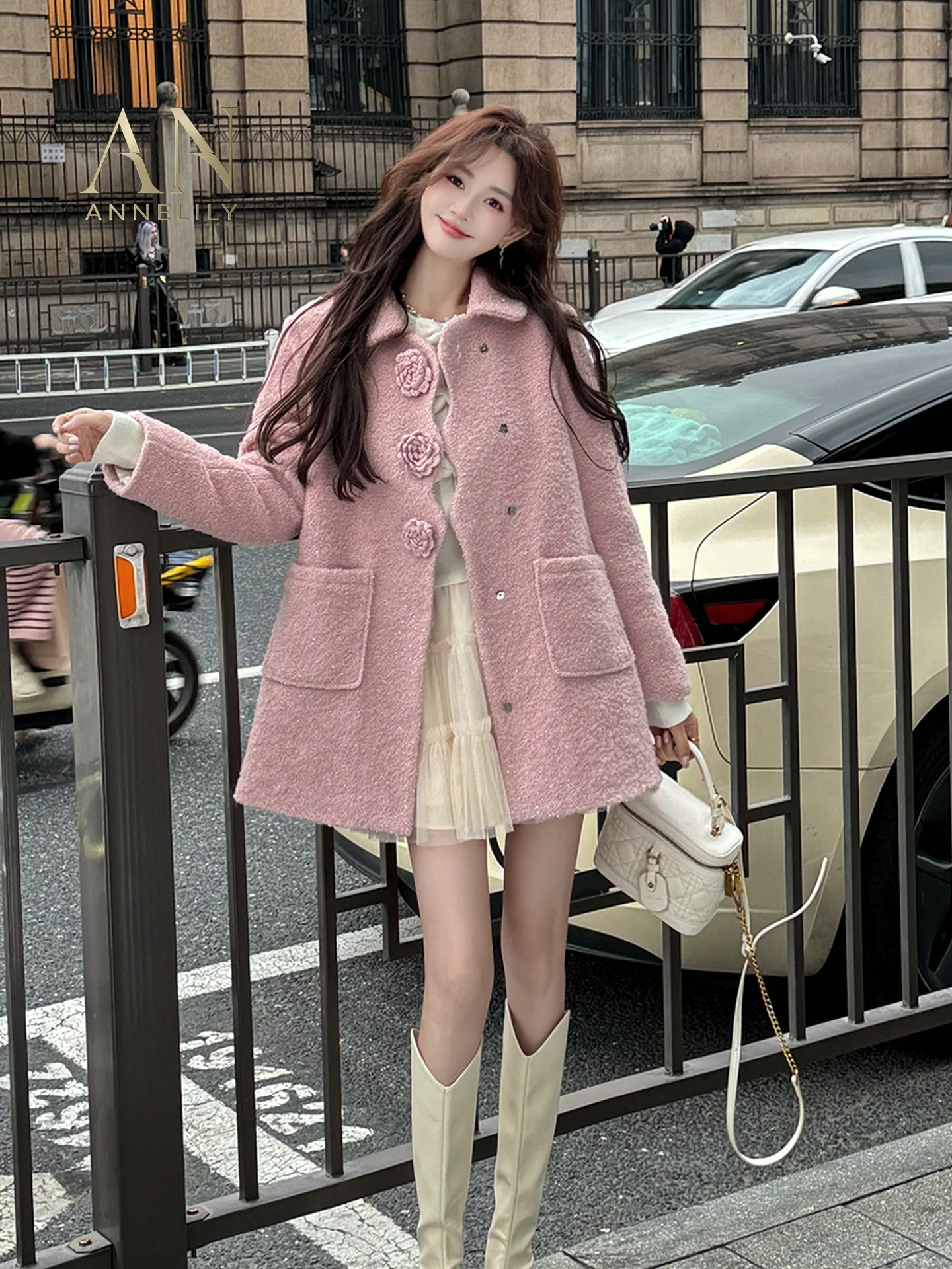 

Annelily Faionable Casual Versatile down Jaet Autumn Winter New Arrival Ele Chic Women's Puffer Coat Warm Long Sve