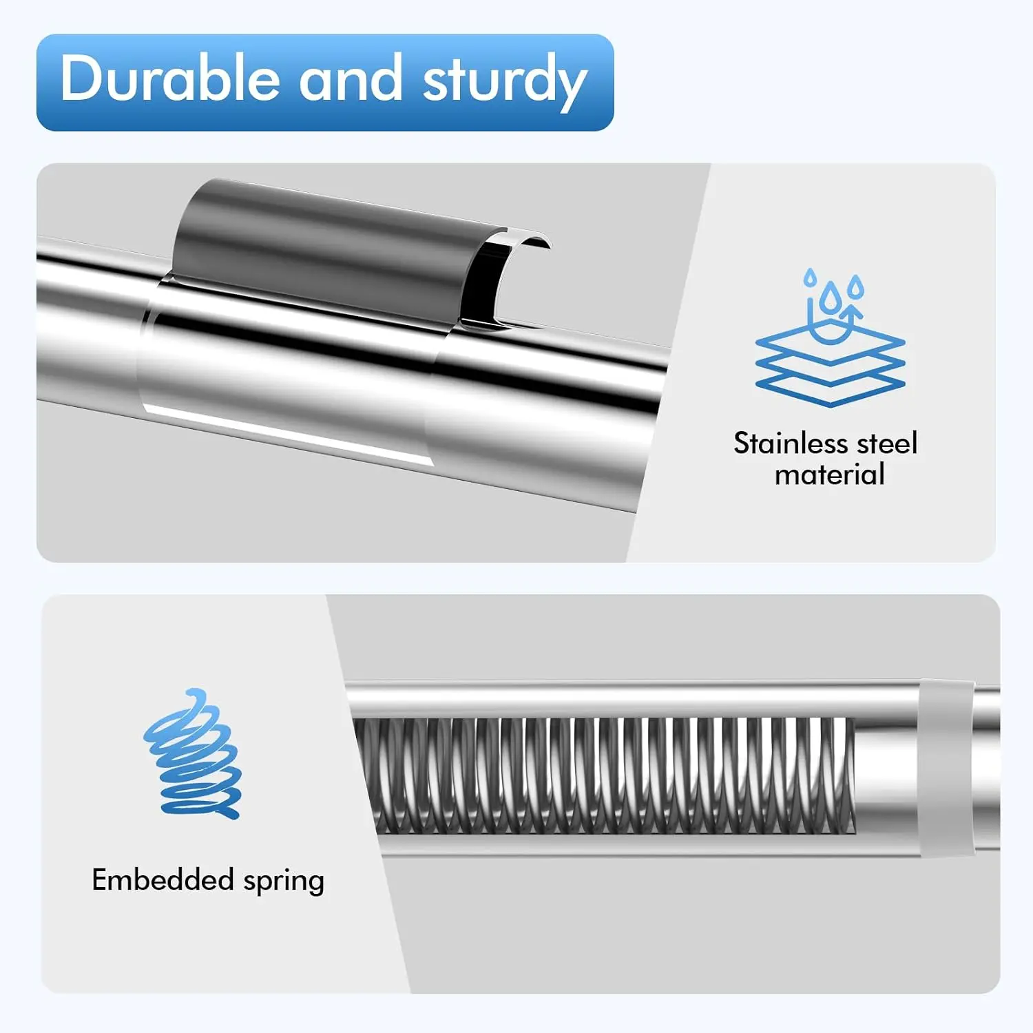 Adjustable Tension Shower Curtain Rod 30-80 Inch, Stainless Steel No Drill for Bathroom view 2