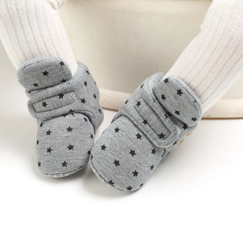 0-18 Months Baby Walking Shoes Cute Stars Cotton Prints Autumn And Winter Soft Soled Shoes For Both Men And Women Children's