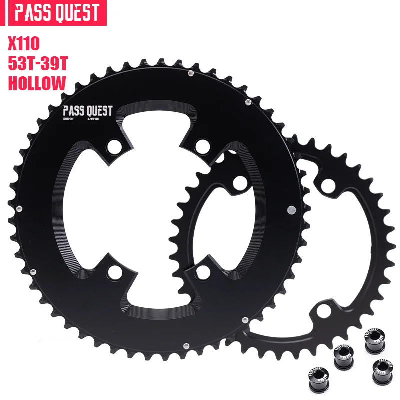 PASS QUEST 110BCD Double Chainring 4-Bolt 46-33T/48-35T/50-34T/52