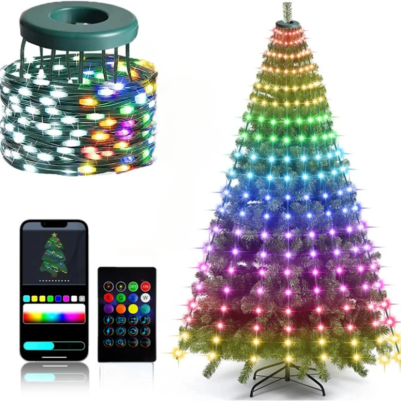 Christmas Tree Lights String 16 Lines Fairy Garland Light Strip Indoor Outdoor Xmas Tree Wedding New Year Holiday Decorations