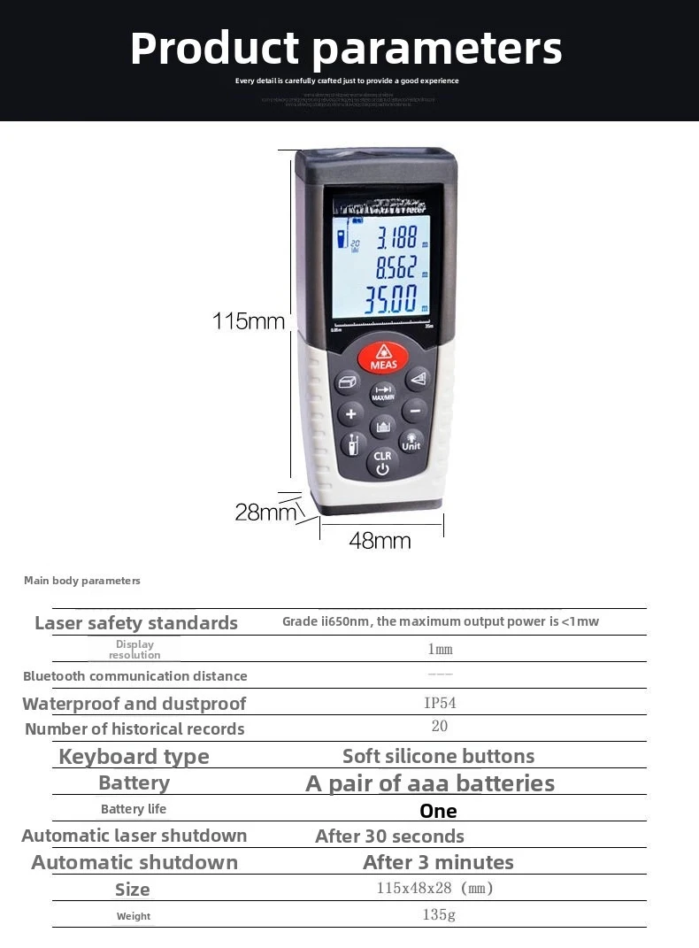 Laser rangefinder High precision infrared rangefinder Laser electronic ruler Handheld measuring room instrument