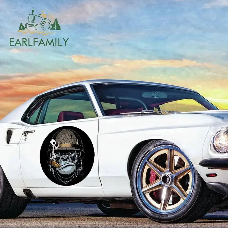 EARLFAMILY 43cm x 42.6cm For Gorilla Cigar Vinyl Material Fine Decal Creative Car Stickers Waterproof Sunscreen Decoration