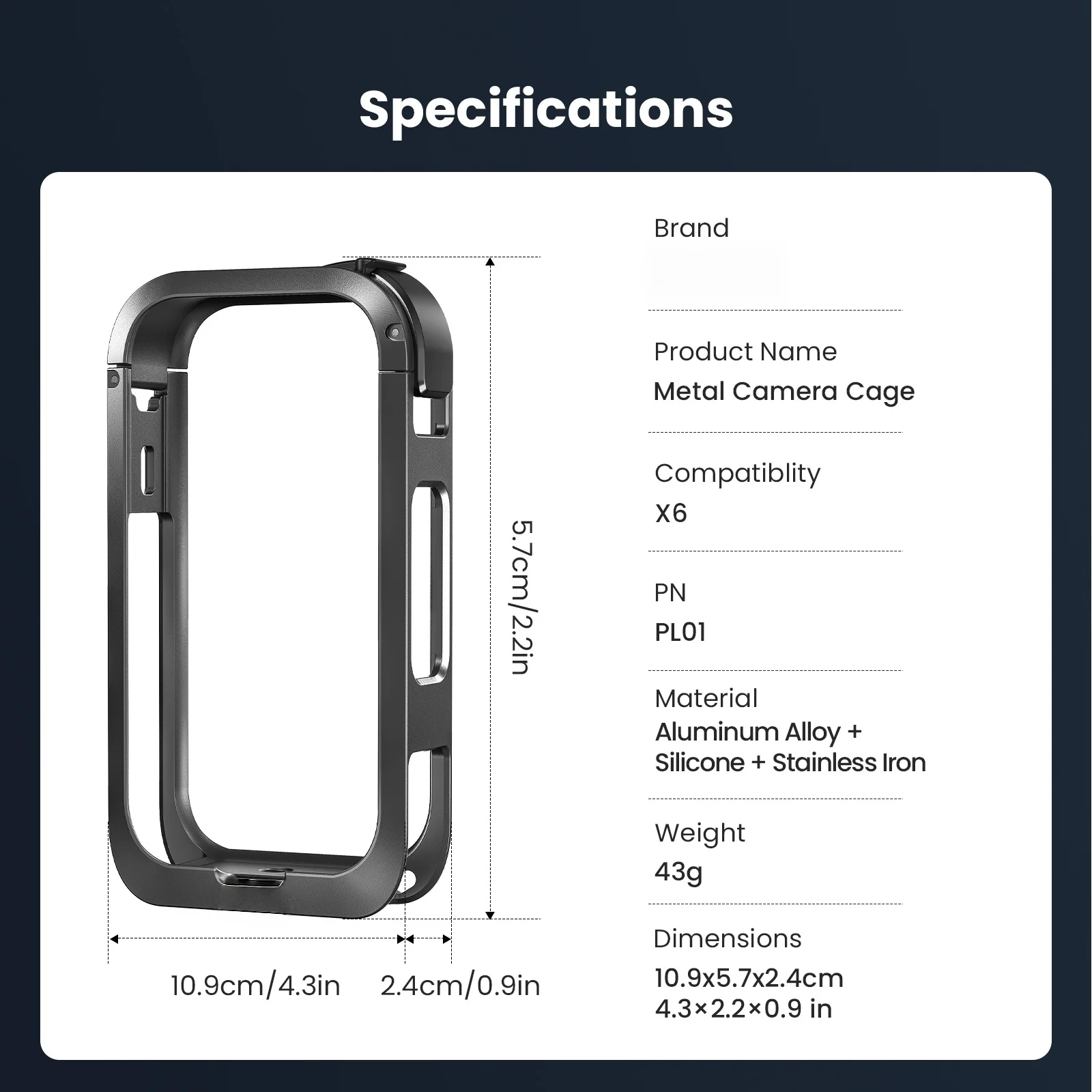 Aluminum alloy protective case for Insta360 X6 Protective frame​