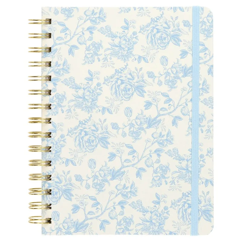 Spiral Journal, Light Blue Floral, 6” x 8”, Ruled, 192 Pages