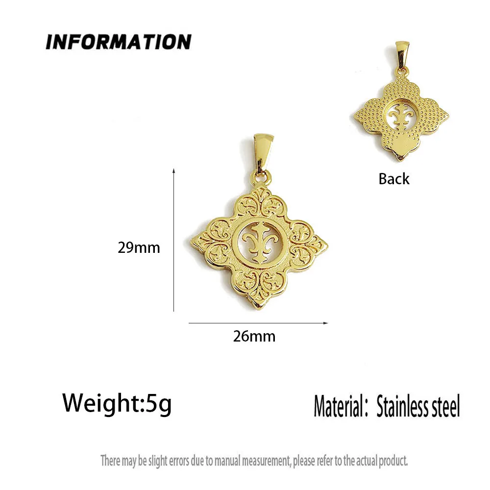 Punk style cross-flower barrack stainless steel pendant, waterproof and non-fading blackening process, retro metal accessories