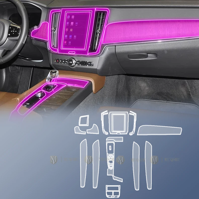 

Защитная пленка для салона автомобиля, панели приборов, центральной консоли и рычага переключения передач, прозрачная TPU PPF пленка от царапин для Volvo V90 2020-2022-2024
