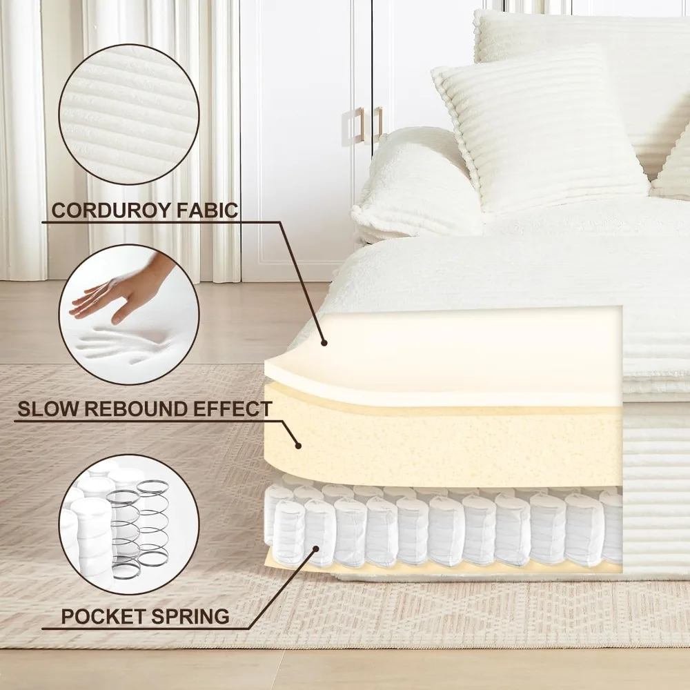 كرسي استرخاء بدون عظم: أريكة داخلية منجدة مريحة كبيرة الحجم مع مساند للذراعين و3 وسائد لغرفة المعيشة #5