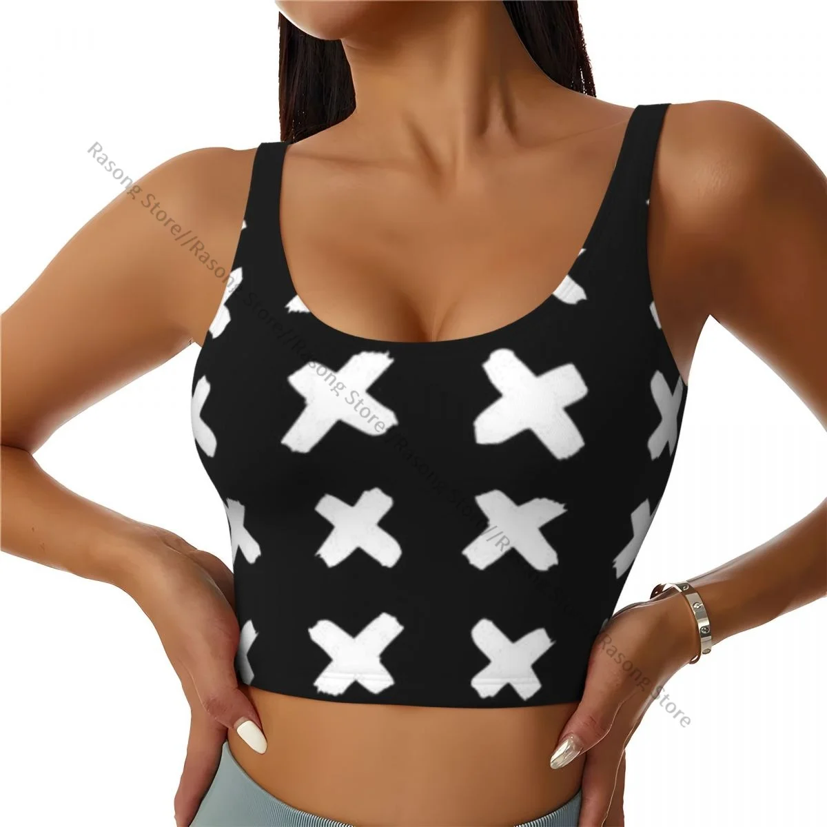 Sports Bra Women Running Yoga Clothes Vest Crosses Background Gathering Fitness Vest